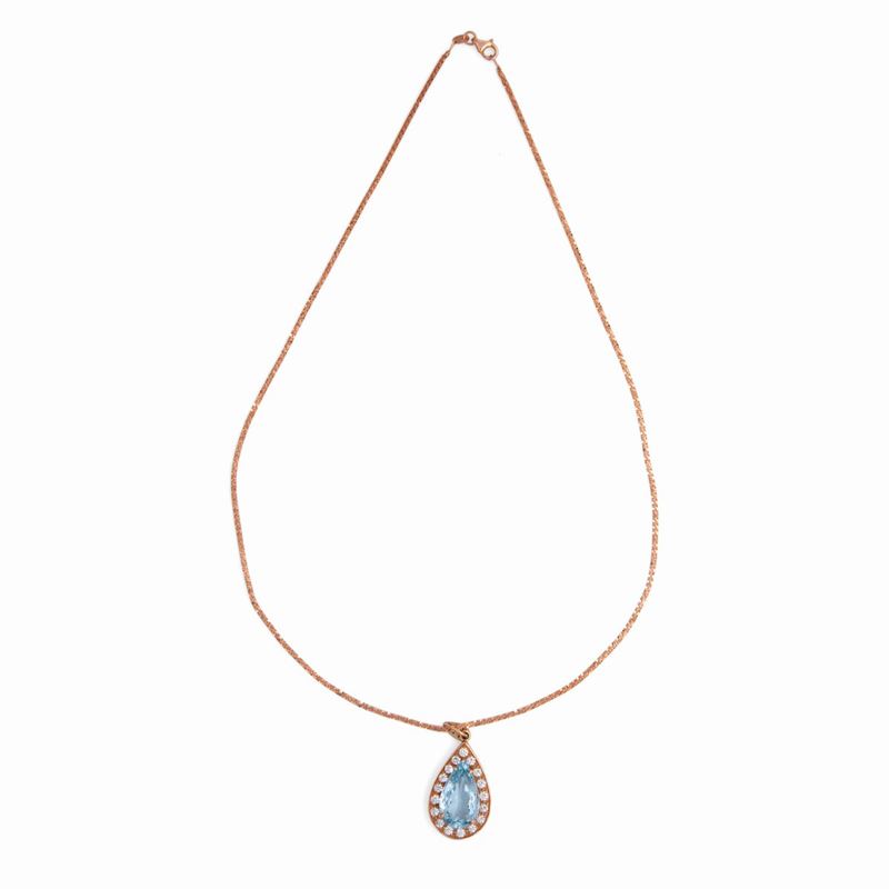 Collana in Oro, Acquamarina e Brillanti