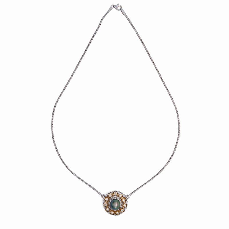 Pendente con Perla Tahiti e Brillante