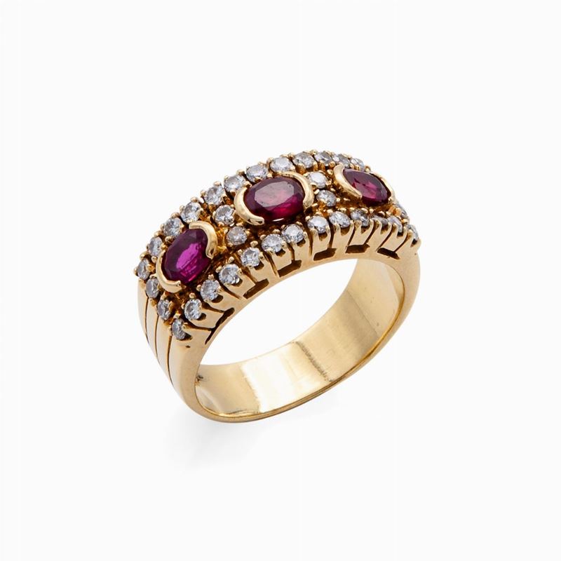 Anello in Oro con Rubini e Brillanti