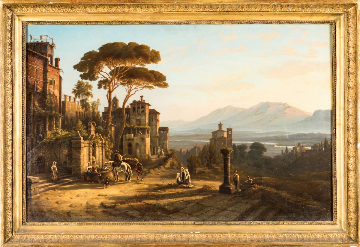 Henry (karl Heinrich) Jaeckel - Veduta con Architetture e Figure