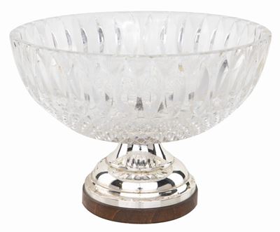 Coppa Centrotavola in Cristallo Intagliato e Argento, Elisabeth Hutte, Germania
