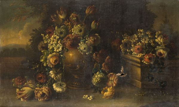 Scuola Romana del XVII secolo - Natura morta di fiori