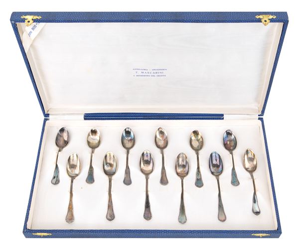Dodici cucchiaini da caff&#232; in argento 800