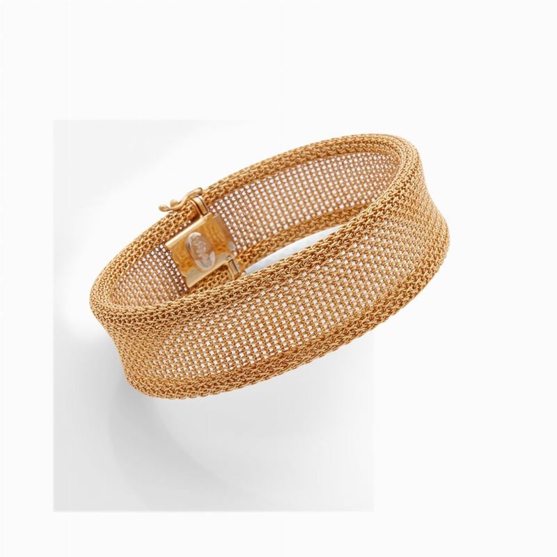 Bracciale in Rete in Oro Giallo degli Anni '50