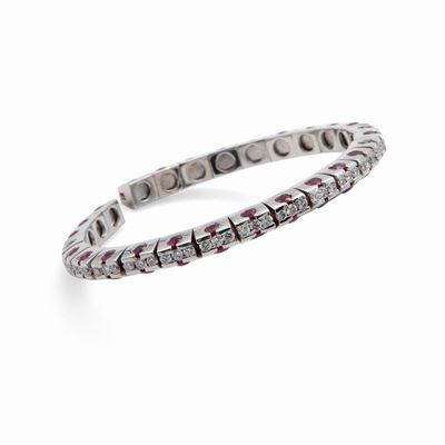 Bracciale Rigido in Oro con Brillanti e Rubini