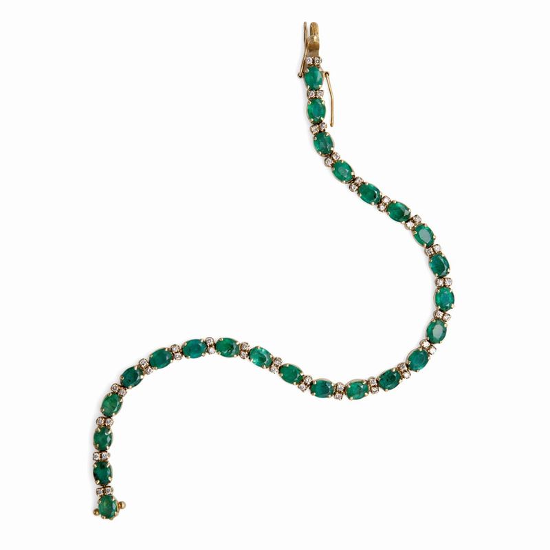 Bracciale Tennis con Smeraldi e Brillanti