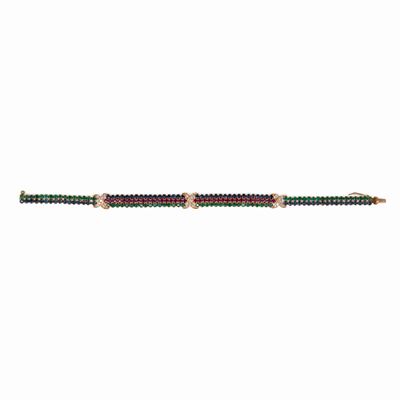 Bracciale in Oro Giallo con Zaffiri, Smeraldi, Rubini e Brillanti