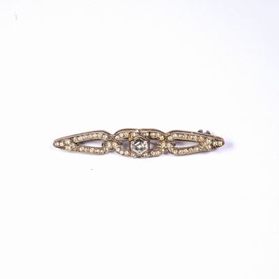 Spilla di Vecchia Manifattura in Argento e Strass.