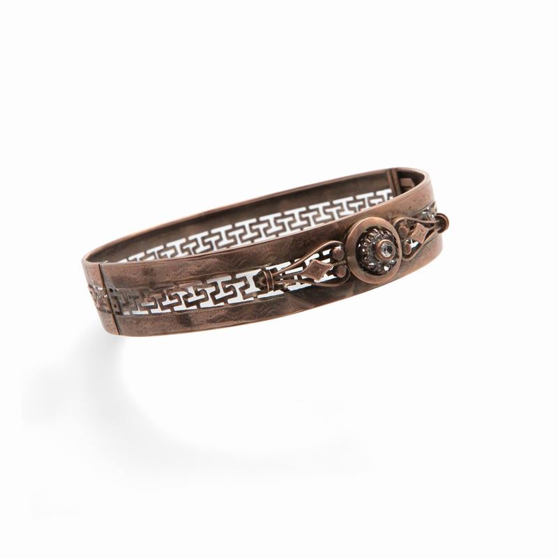 Bracciale Antico in Oro e Pietre Incolori