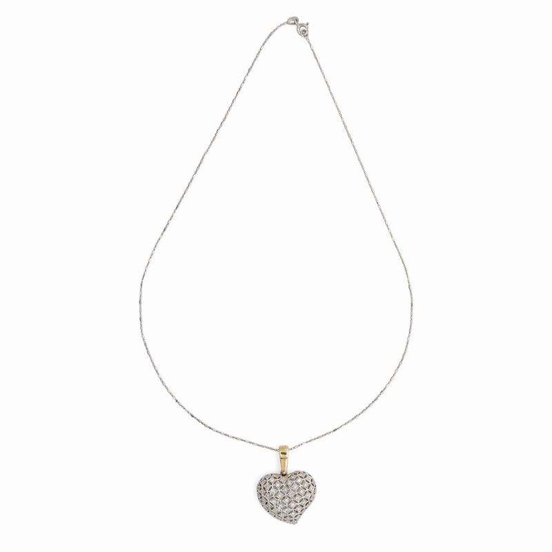 Collana e Pendente a Cuore in Oro e Brillanti