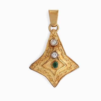 Pendente in Oro, Brillanti e Smeraldo