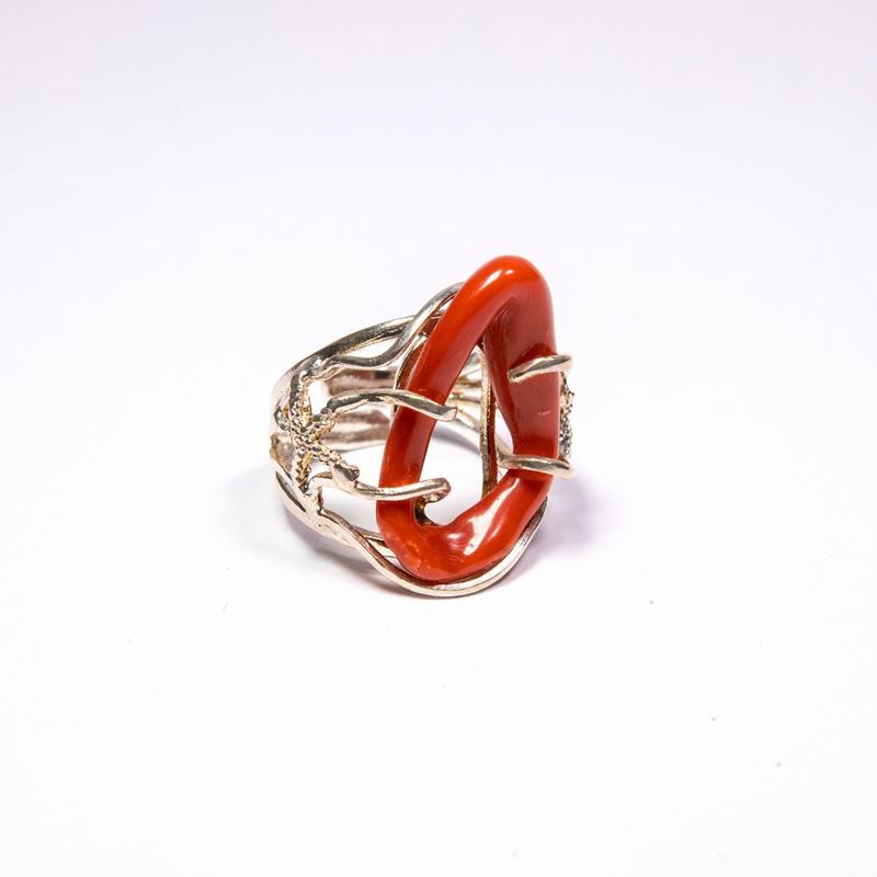Anello in Argento e Corallo