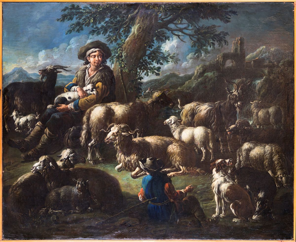 Domenico Brandi - Paesaggio con Giovani Pastori e Animali al Pascolo