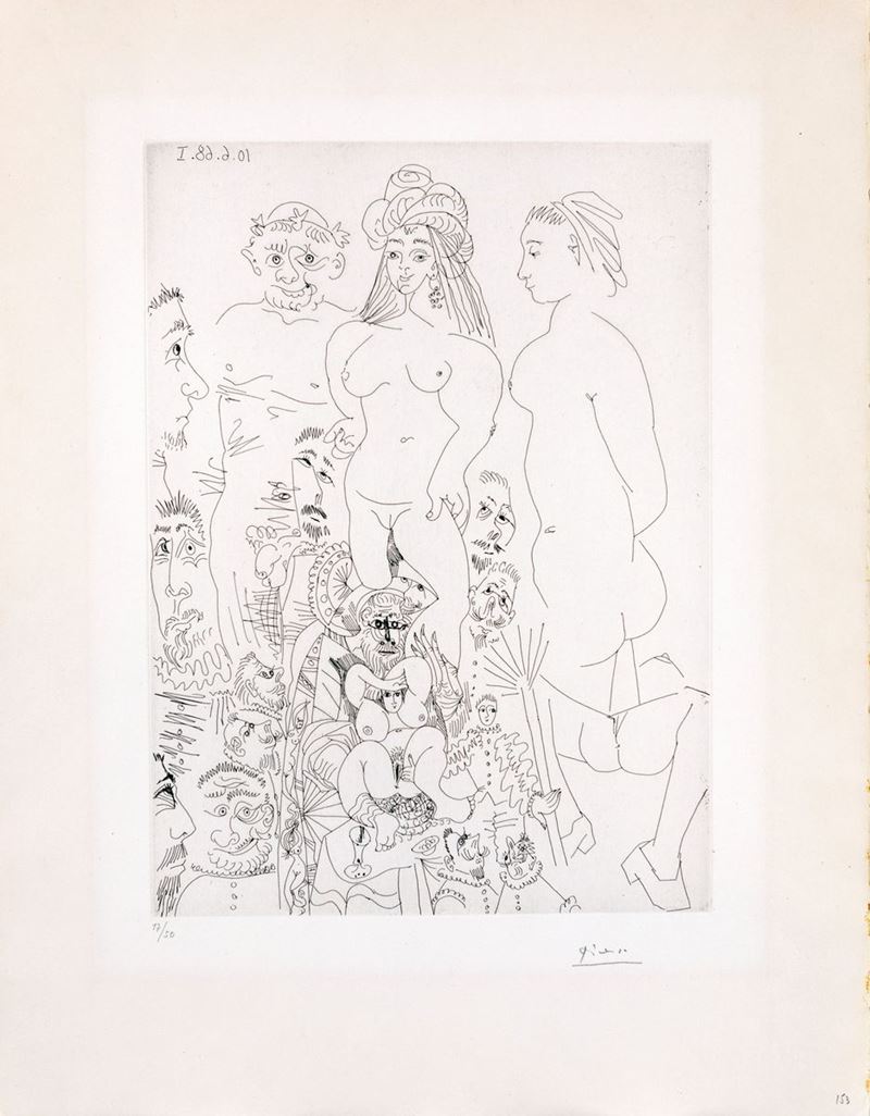 Pablo Picasso - Orgie Chez Les Filles, Avec Spectateurs Tirés De L'enterrement Du Comte Orgaz