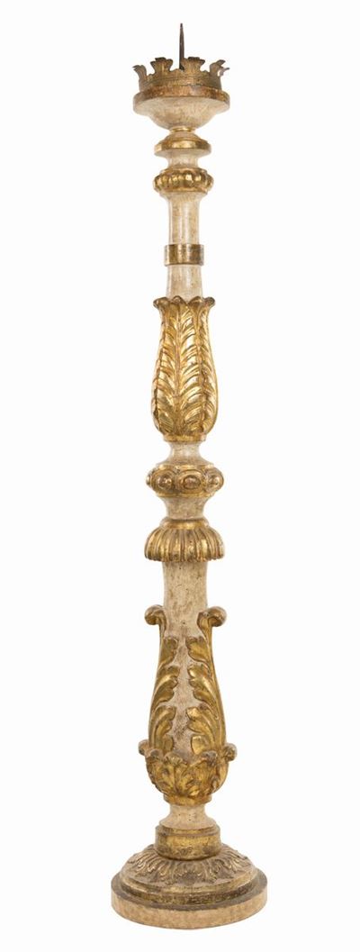 Torciera in Legno Laccato e Dorato, XVIII Secolo