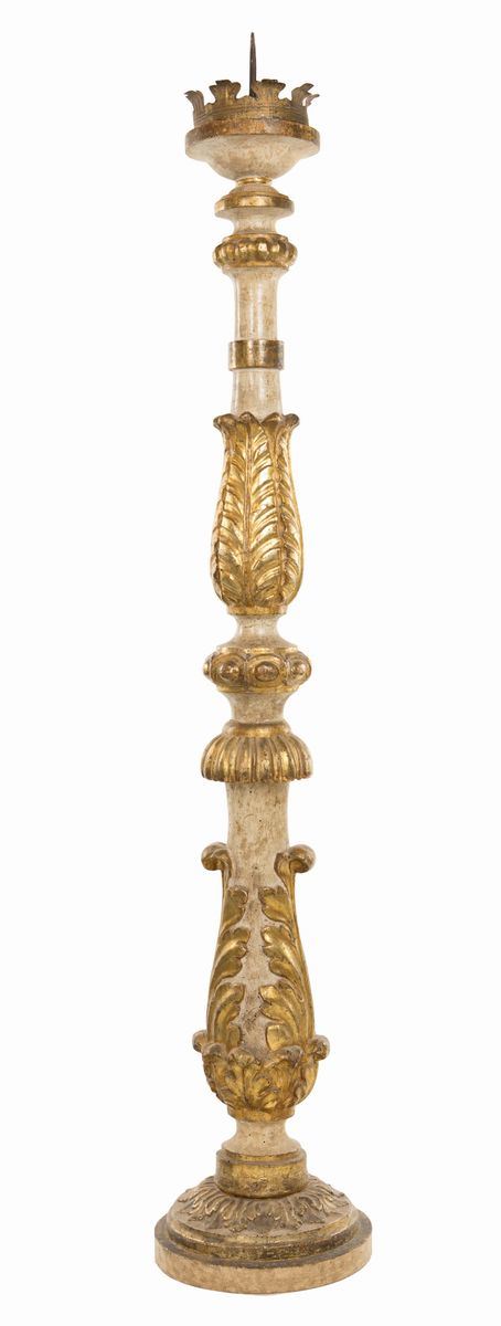 Torciera in Legno Laccato e Dorato, XVIII Secolo