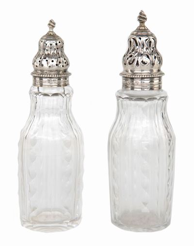 Due Cruets in Cristallo e Argento Sterling, Inghilterra