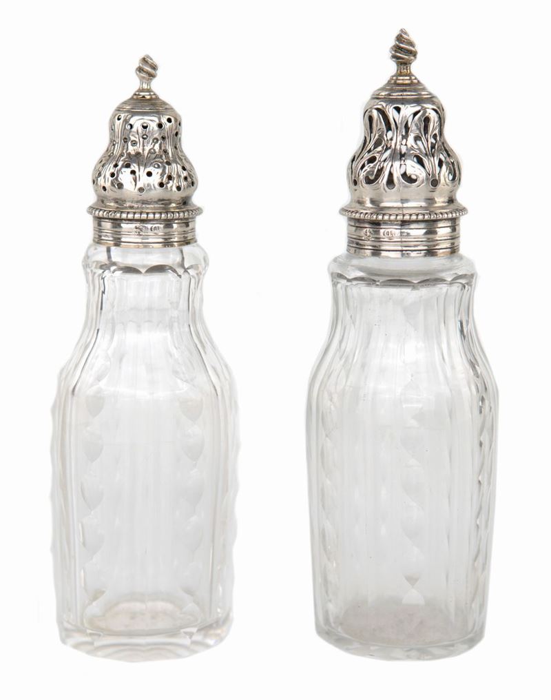 Due Cruets in Cristallo e Argento Sterling, Inghilterra