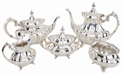 Servizio da Tè e Caffè in Argento Sterling, Argentieri Reed & Barton, Modello Hampton C...