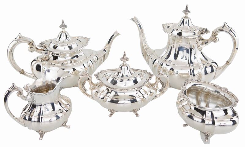 Servizio da Tè e Caffè in Argento Sterling, Argentieri Reed & Barton, Modello Hampton C...