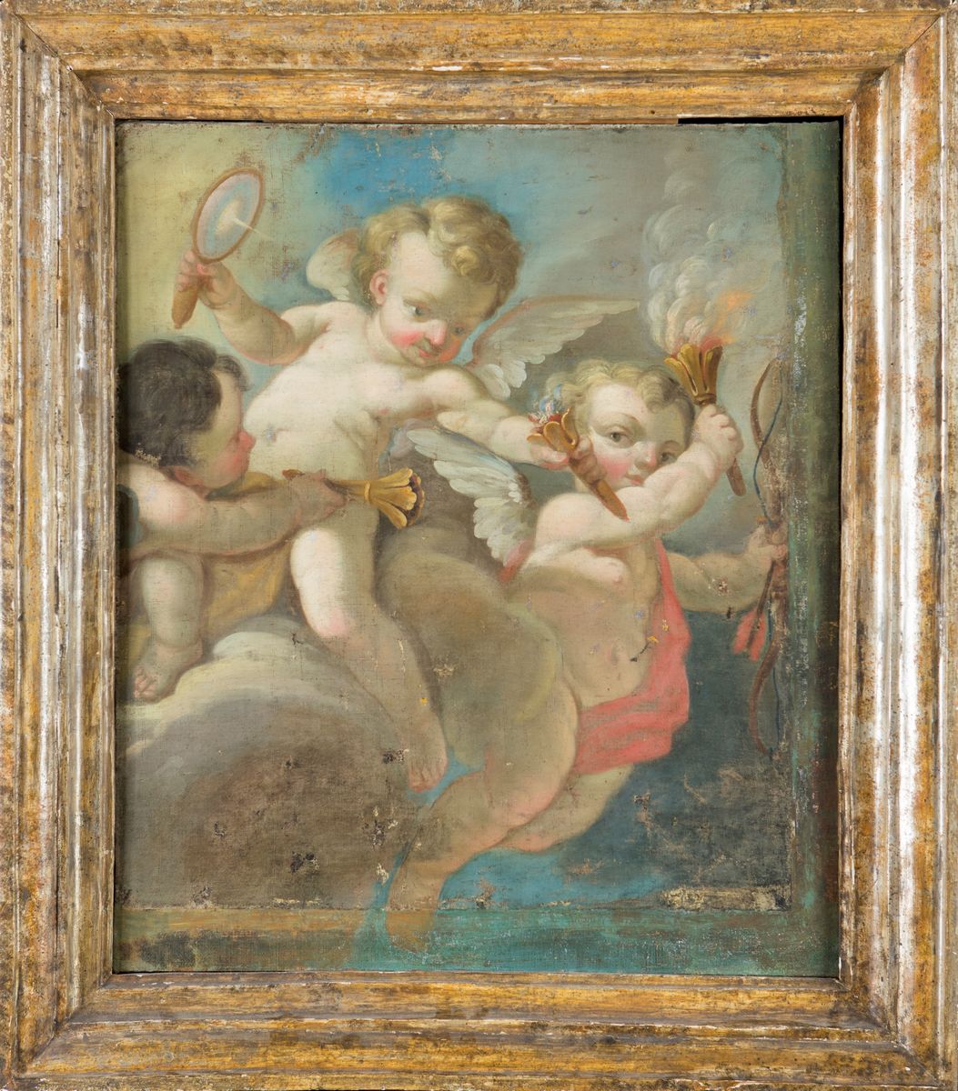 Scuola Francese del XVIII Secolo - Puttini con Fiaccole