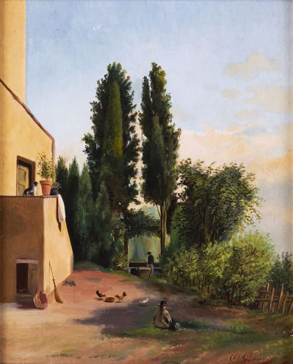 Pittore del XIX secolo - Paesaggio toscano
