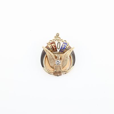 Pendente Massonico in Oro 14 Kt, Smalti e Zircone