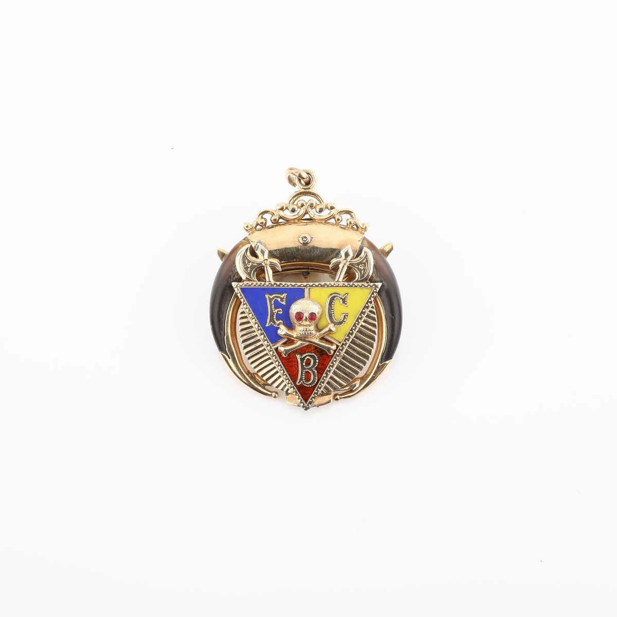 Pendente Massonico in Oro 14 Kt, Smalti e Zircone