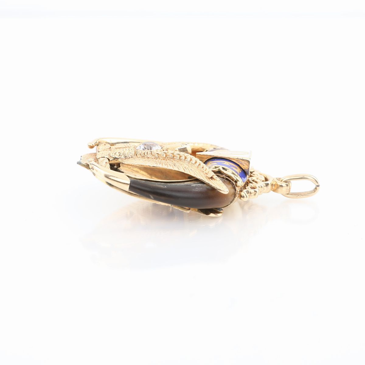 Pendente Massonico in Oro 14 Kt, Smalti e Zircone