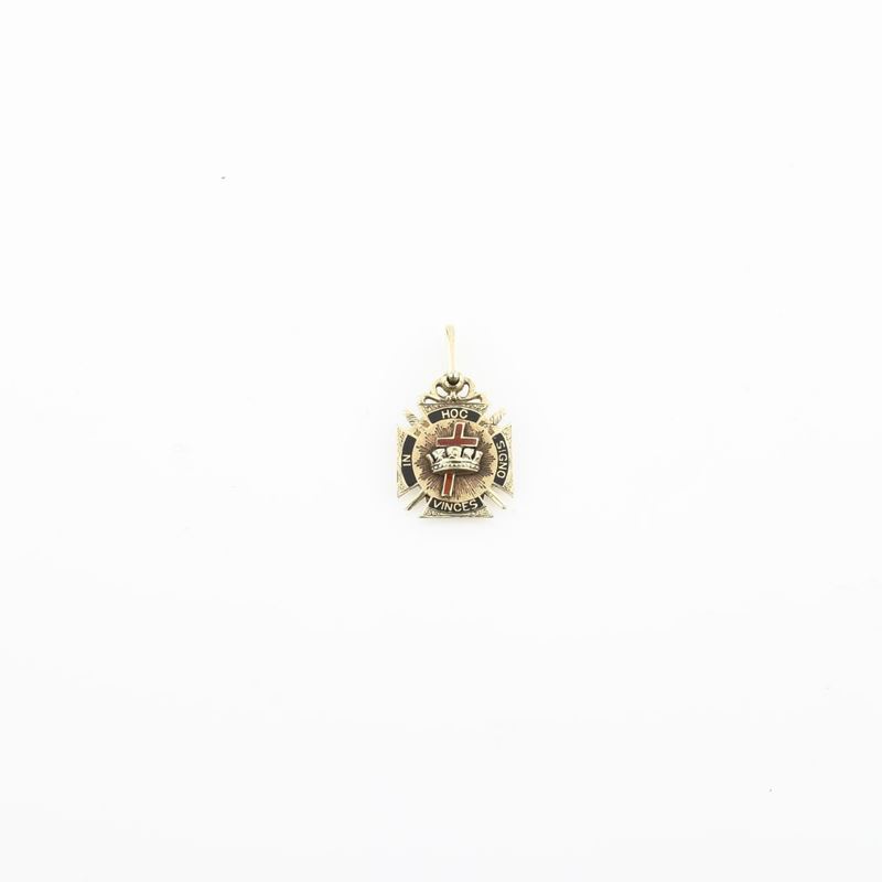 Piccolo Pendente Massonico di Rito Scozzese in Oro 14 Kt e Smalti