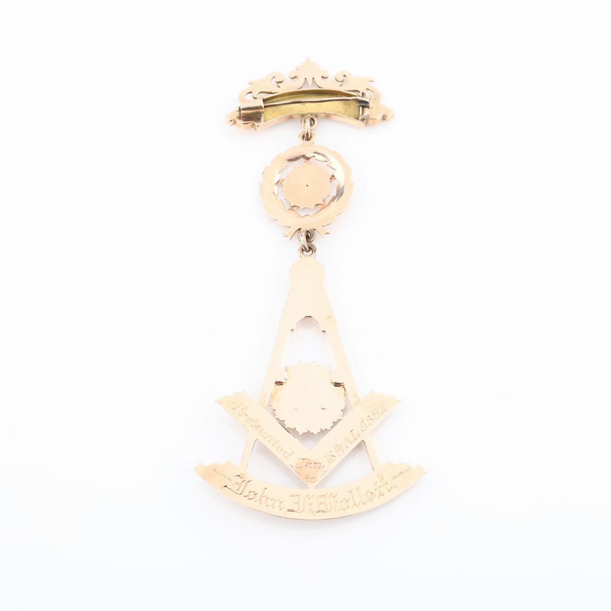 Pendente Massonico con Spilla della Jenks 24 in Oro Rosa a Basso Titolo