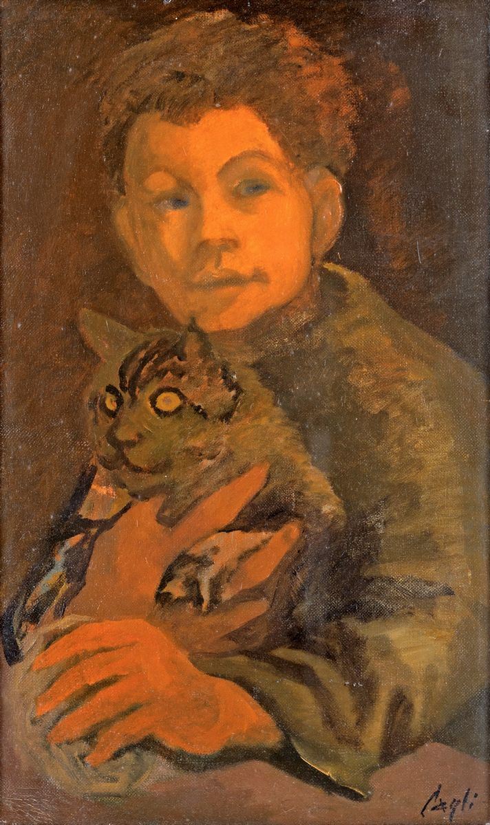 Corrado Cagli - Studio di Ragazzo con Gatto