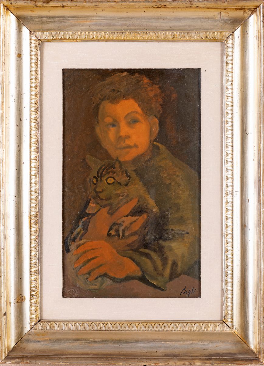 Corrado Cagli - Studio di Ragazzo con Gatto