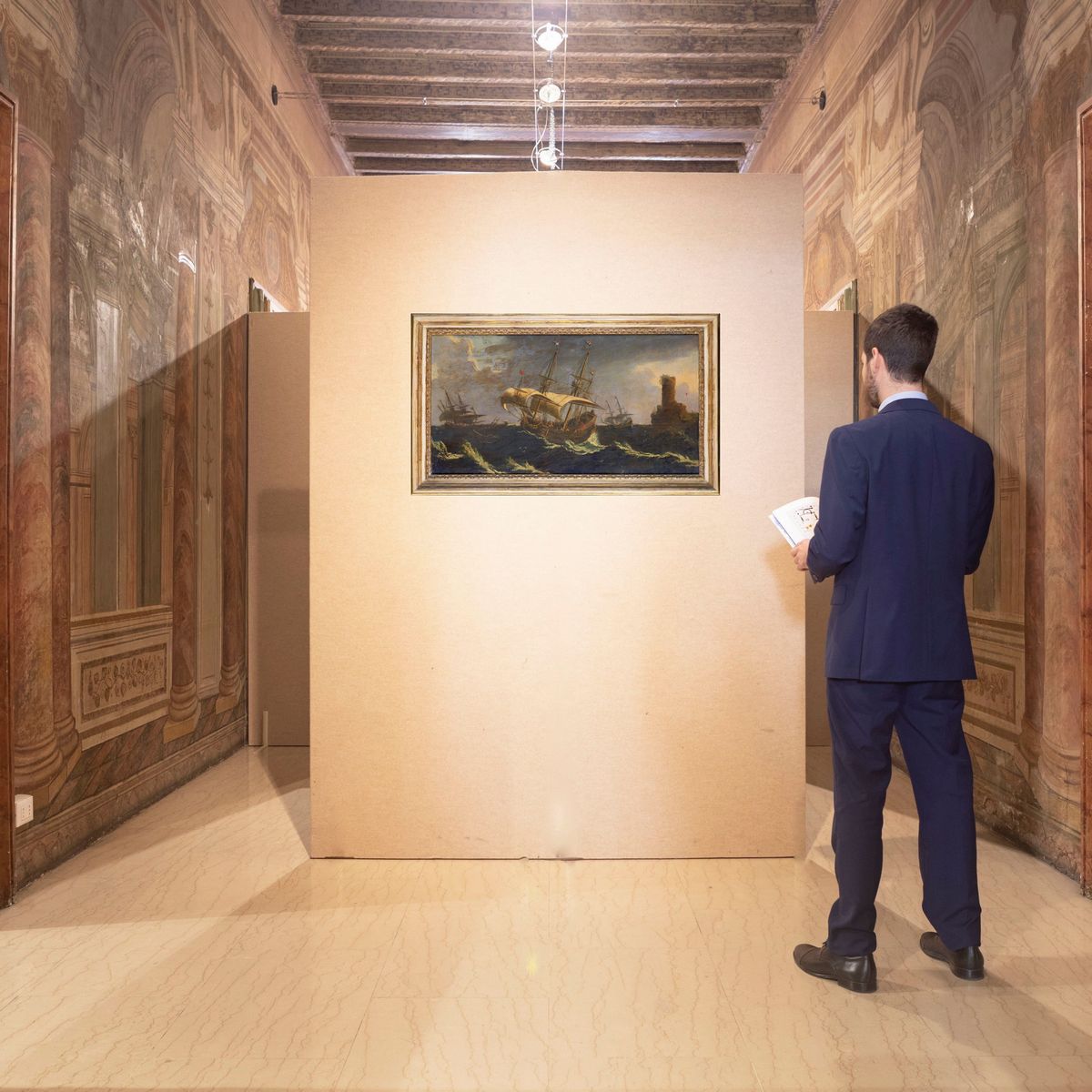Scuola Fiamminga del XVIII Secolo - Velieri in Mare Burrascoso