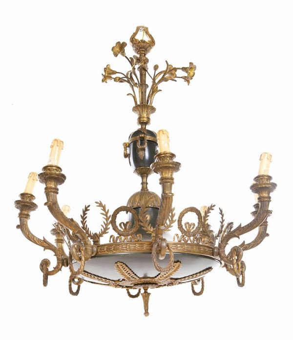 Lampadario in bronzo a sei luci  - Asta Antiquariato, Dipinti Antichi e del XIX Secolo - Casa d'Aste Arcadia