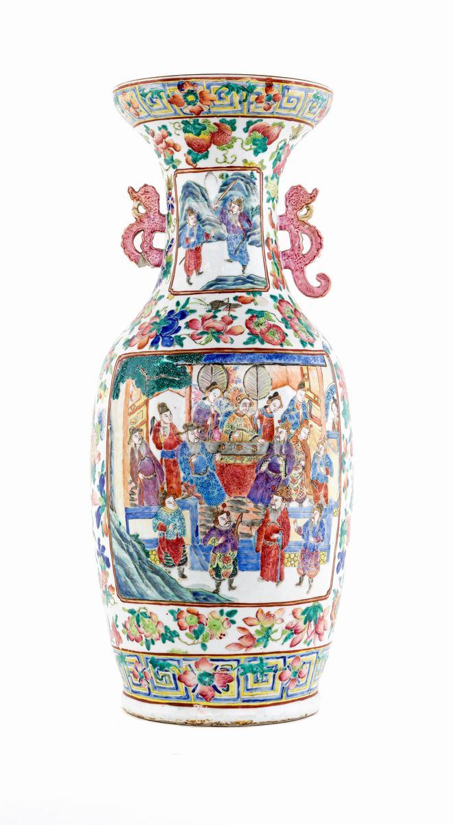 Vaso in Porcellana Policroma, Canton, XIX Secolo