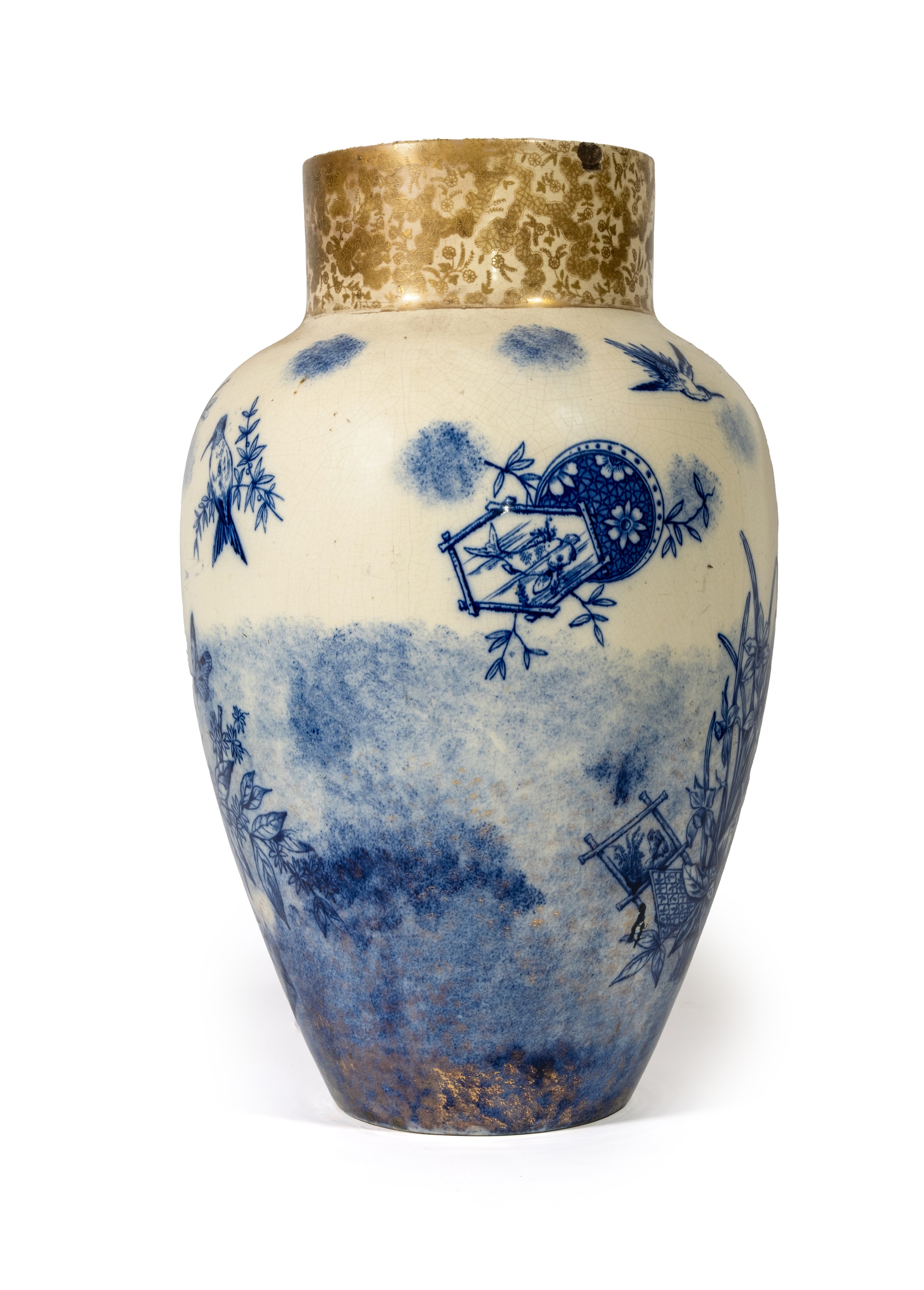 Vaso in porcellana bianca e blu, Cina, altezza cm 56