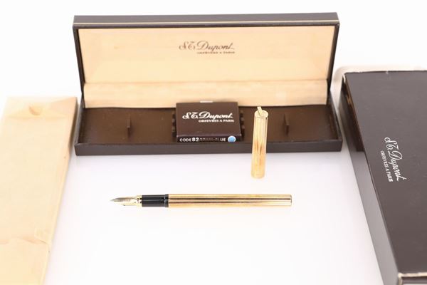 Dupont Stylo plume L2, penna stilografica in metallo placcato oro giallo