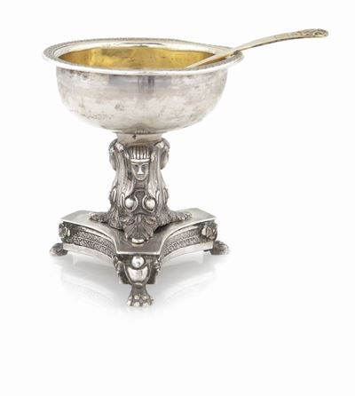 Saliera in Argento con Interno Vermeil, Napoli, 1830 Ca. Argentiere Gennaro Romanelli