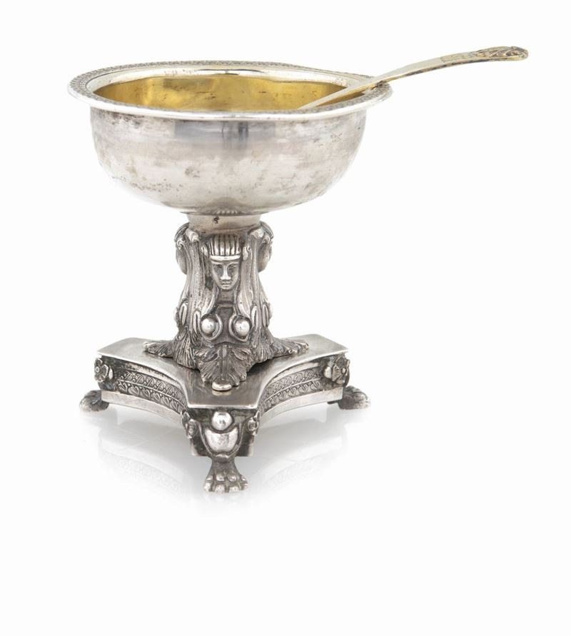 Saliera in Argento con Interno Vermeil, Napoli, 1830 Ca. Argentiere Gennaro Romanelli
