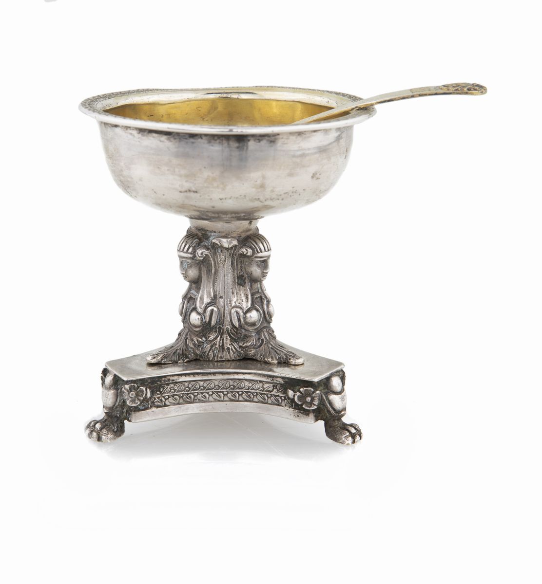 Saliera in Argento con Interno Vermeil, Napoli, 1830 Ca. Argentiere Gennaro Romanelli