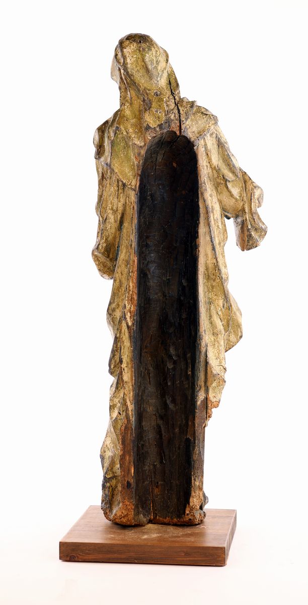 Vergine Orante in Legno Policromo, XVII Secolo