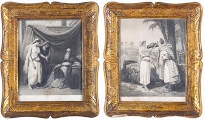 Coppia di Cornici a Guantiera in Legno Dorato, XIX Secolo