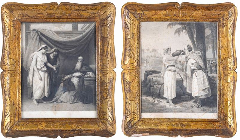 Coppia di Cornici a Guantiera in Legno Dorato, XIX Secolo