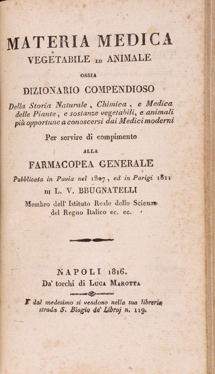 Brugnatelli Luigi Valentino, Farmacopea Generale Ossia Dizionario delle Preparazioni Farmaceutico...