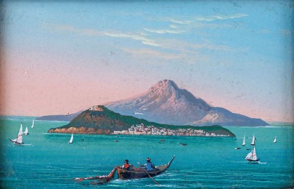 Anonimo del XIX secolo - Veduta dell'isola di Procida e Ischia