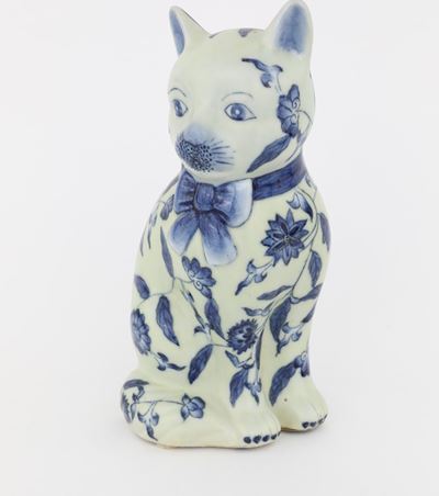 Figura di Gatto in Porcellana, Cina, XX Secolo