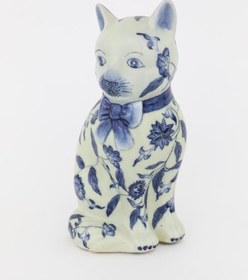 Figura di Gatto in Porcellana, Cina, XX Secolo