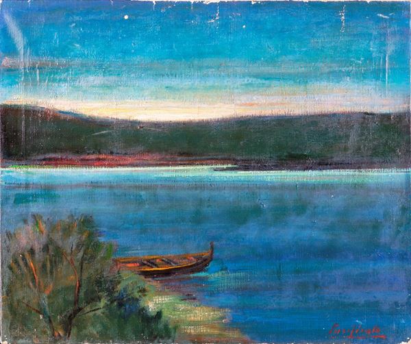 Domenico Purificato - Paesaggio con barca