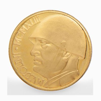 Moneta, Emissione Commemorativa del Fascio in Oro Giallo, R. Bosi